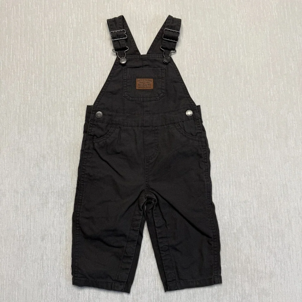 Carter's Little Scout Overalls Bib Baby Boys 9 Months Gray Cotton Outdoor Expert